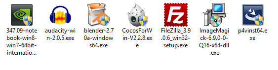 Various icons in Windows at medium view